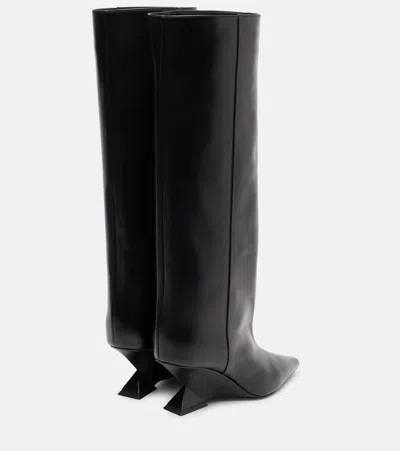 Attico Cheope 60 Leather Knee-high Boots In Black