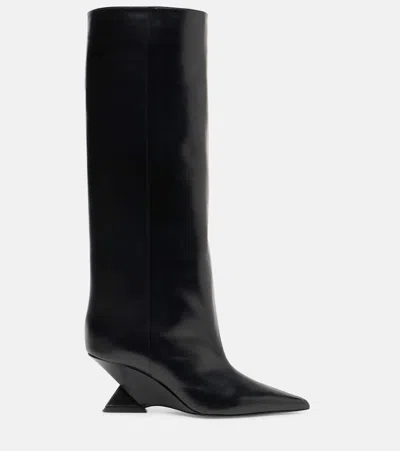 Attico Cheope 60 Leather Knee-high Boots In Black