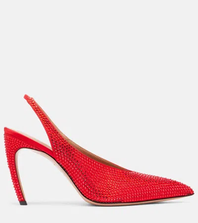 Attico 95mm Viper Crystal-embellished Slingback Pumps