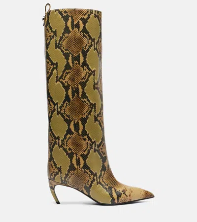 Attico Lea 65 Leather Knee-high Boots In Animal Print