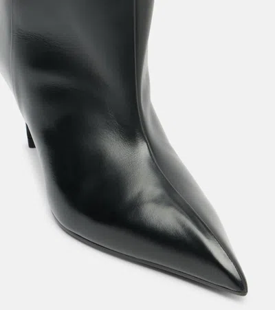 Attico Leather High Shaft Ankle Boots With Pointed Toe In Black