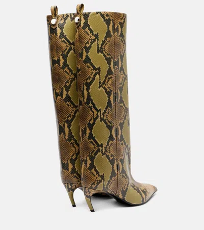 Attico Lea 65 Leather Knee-high Boots In Animal Print
