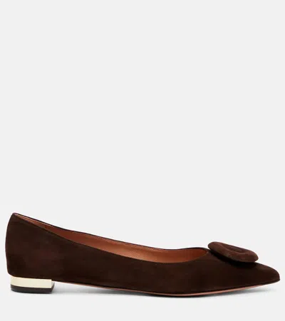Aquazzura Hoop Suede Ballet Flats In Brown