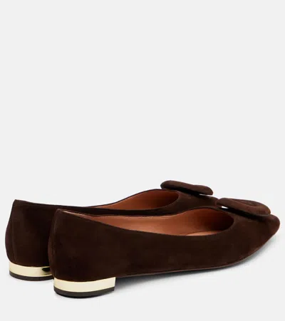Aquazzura Hoop Suede Ballet Flats In Brown