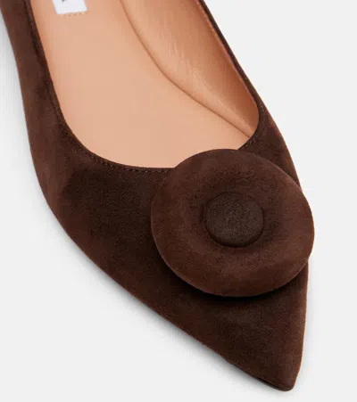 Aquazzura Hoop Suede Ballet Flats In Brown