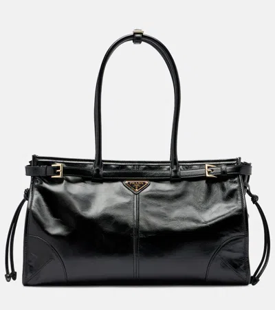 Prada Large Buckle Leather Shoulder Bag