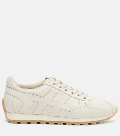 Hogan Embossed-logo Leather Sneakers In Pink