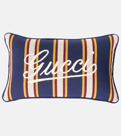Gucci Logo Striped Cotton Cushion