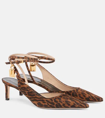 Tom Ford Padlock 55 Suede Slingback Pumps