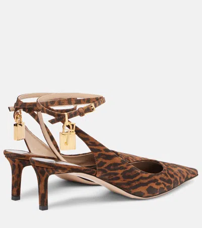 Tom Ford Padlock 55 Suede Slingback Pumps