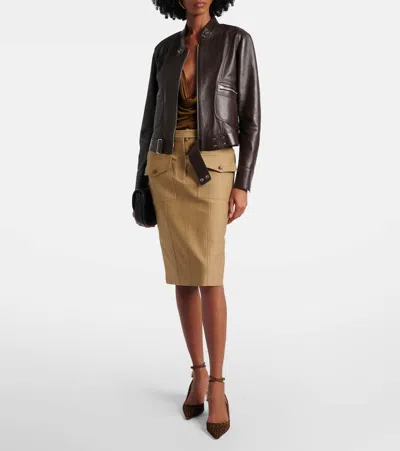 Tom Ford Padlock 55 Suede Slingback Pumps