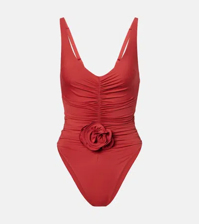 Magda Butrym Floral-appliqué Ruched Swimsuit