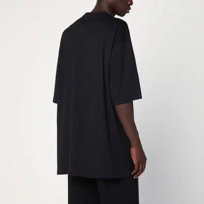 Y-3 Adidas Back Print Short Sleeved Cotton T-shirt Clothing In Black