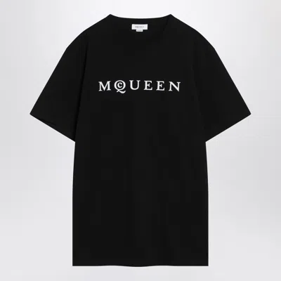 Alexander Mcqueen Logo Print Crewneck T-shirt In Black