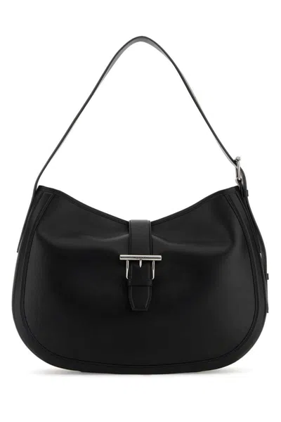 Alexander Mcqueen Black Shoulder Bag With Adjustable Shoulder Strap And T Buckle Closure On The Front In Leather Woman