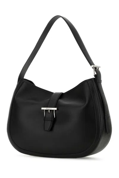 Alexander Mcqueen Black Shoulder Bag With Adjustable Shoulder Strap And T Buckle Closure On The Front In Leather Woman