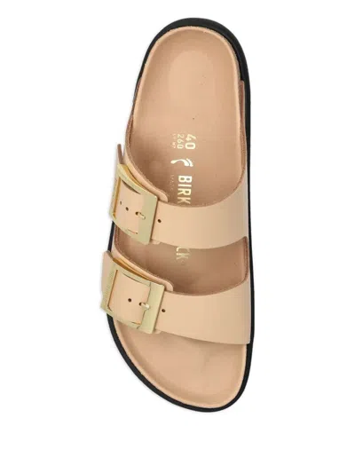 Birkenstock Arizona Droplet Buckle Shiny Leather Sandals In Multi