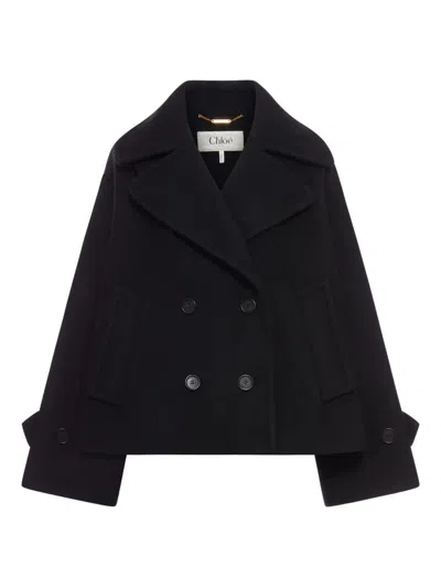 Chloé Double-breasted Notched Lapels Jacket Pockets In Black
