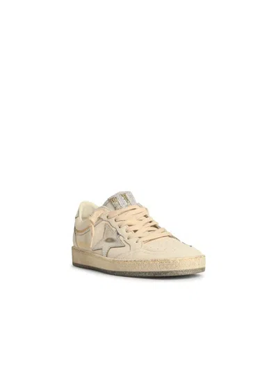 Golden Goose 'ball-star' White Leather Sneakers With Silver Star And Heel In Multi