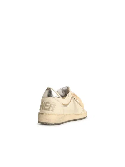 Golden Goose 'ball-star' White Leather Sneakers With Silver Star And Heel In Multi