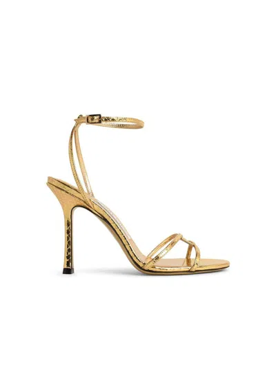 Jimmy Choo 1998 Leo 100 Gold Leather Sandals In Gold