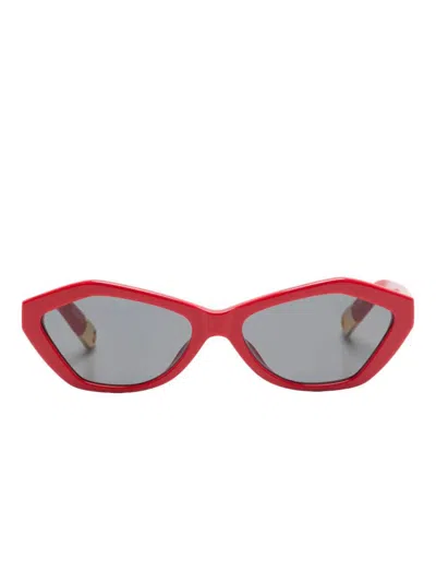 Jacquemus Bambino Geometric Sunglasses In Red