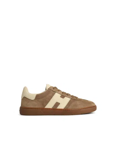 Hogan Cool Beige Suede Sneakers In Brown