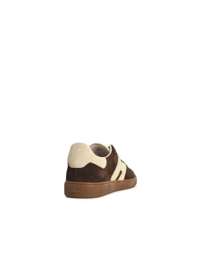Hogan Rubber Sole Suede Finish Sneakers In Brown