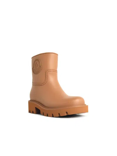 Moncler 'kickstream' Light Brown Pvc Rain Boots