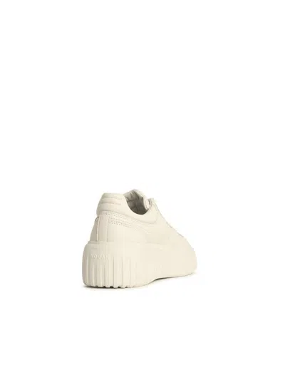 Hogan H-stripes Leather Sneakers In Neutral