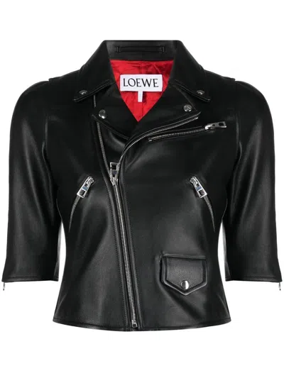 Loewe Short Biker Jacket In Black