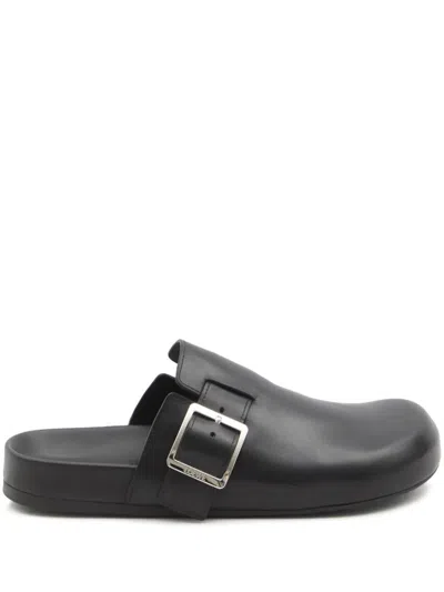 Loewe Ease Buckle Brushed Leather Clogs
