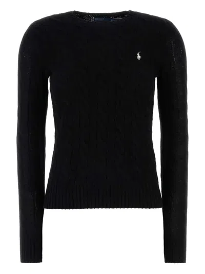 Polo Ralph Lauren Cable Wool And Cashmere Crewneck Jumper Clothing In Black