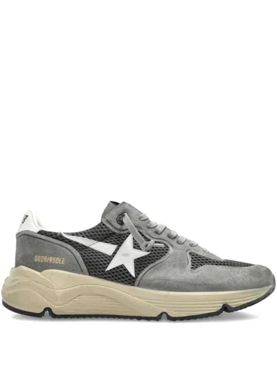 Golden Goose Running Sole In Green Suede With White Leather Star And Heel
