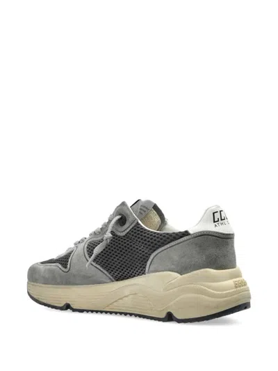 Golden Goose Running Sole In Green Suede With White Leather Star And Heel