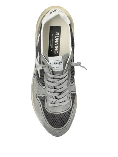 Golden Goose Running Sole In Green Suede With White Leather Star And Heel