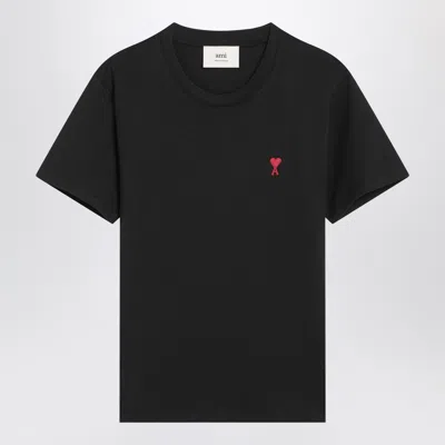 Ami Alexandre Mattiussi Logo-embroidered Organic Cotton-jersey T-shirt In Black