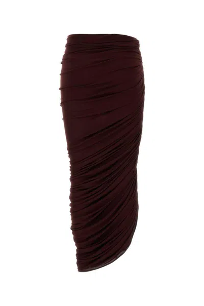 Magda Butrym Asymmetrical Draped Midi Skirt In Bordeaux