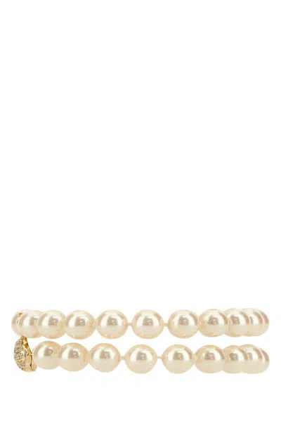 Vivienne Westwood Double Strand Pearl Bracelet With Crystal Embellishments In Neutral
