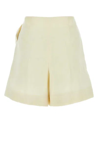 Chloé Chloe Ivory Linen Shorts In Brown