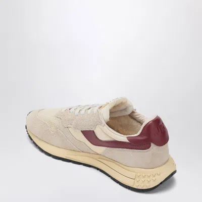 Autry Low Suede Net Sneakers With Contrast Panel In Burgundy