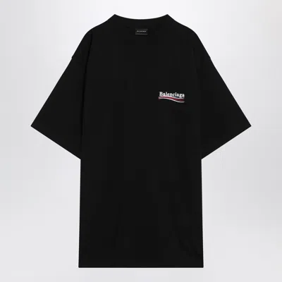 Balenciaga Men Graphite Cotton Oversize T-shirt In Black