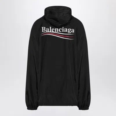 Balenciaga Polyester Jacket With Elastic Cuffs And Hooded Design In Black