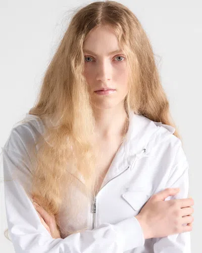 Prada Reversible Jersey Hoodie In Silver