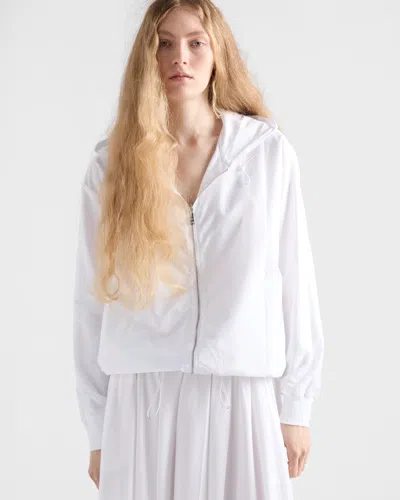 Prada Reversible Jersey Hoodie In Silver