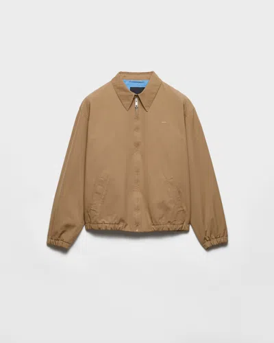 Prada Men's Poplin Chest Logo Full-zip Shirt Jacket In Burgundy