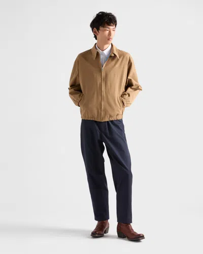 Prada Men's Poplin Chest Logo Full-zip Shirt Jacket In Burgundy