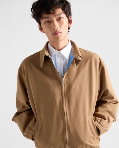 Prada Men's Poplin Chest Logo Full-zip Shirt Jacket In Burgundy