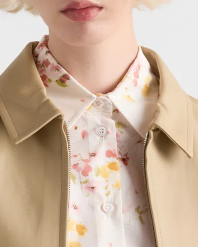 Prada Bouquet Poplin Short-sleeve Button-down Blouse In Multi