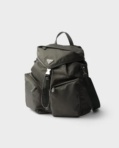 Prada Re-nylon And Leather Backpack In Gray